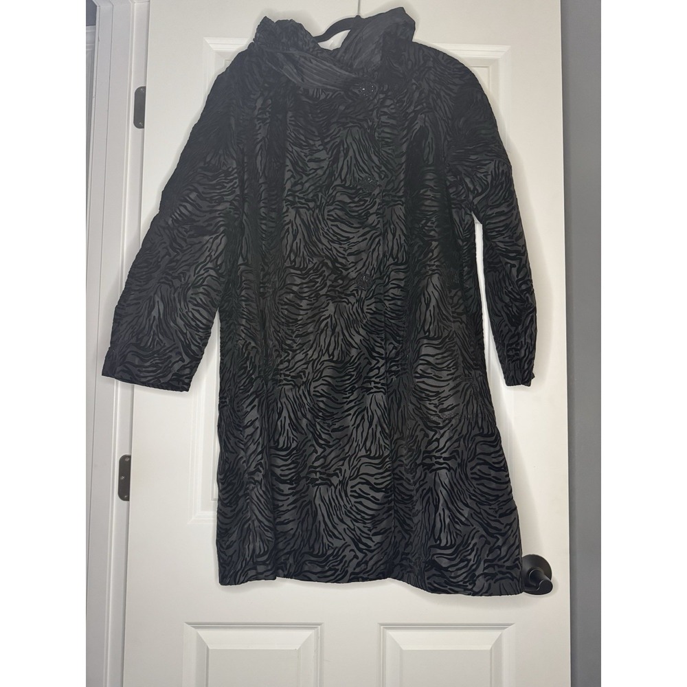 Vintage Gallery Flocked Black Velvet Jacket W Hood Medium